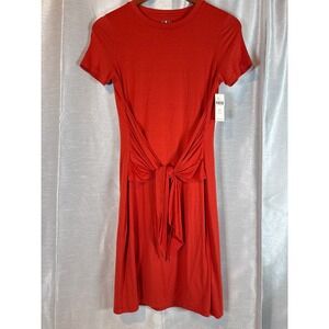 NWT Anthropologie Orange Tie Waist Dress Short Sleeve Made in USA XS Petite‎